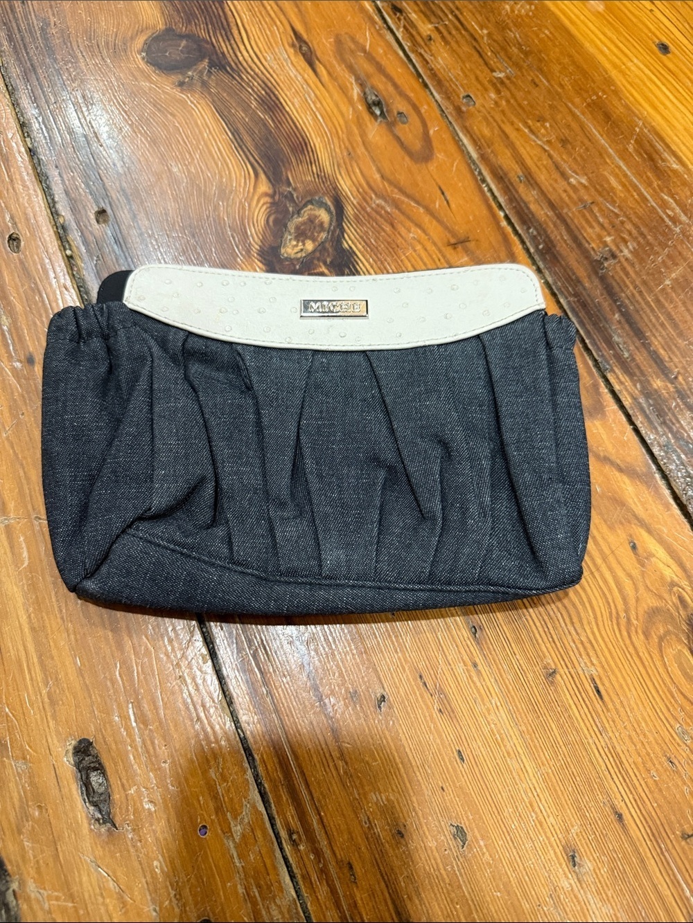 MICHE Charcoal Gray Denim & Faux Leather DENIECE BAG PURSE SHELL May 2011